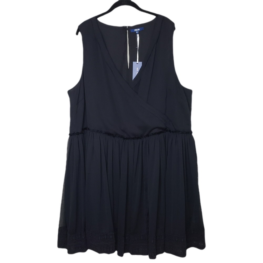 Asos Curve black crochet hem sleeveless dress 20